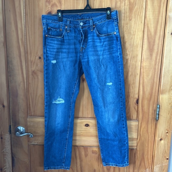 Levi’s 501T Taper Button Fly Denim Jeans Distressed size 29W 28L - Picture 5 of 8